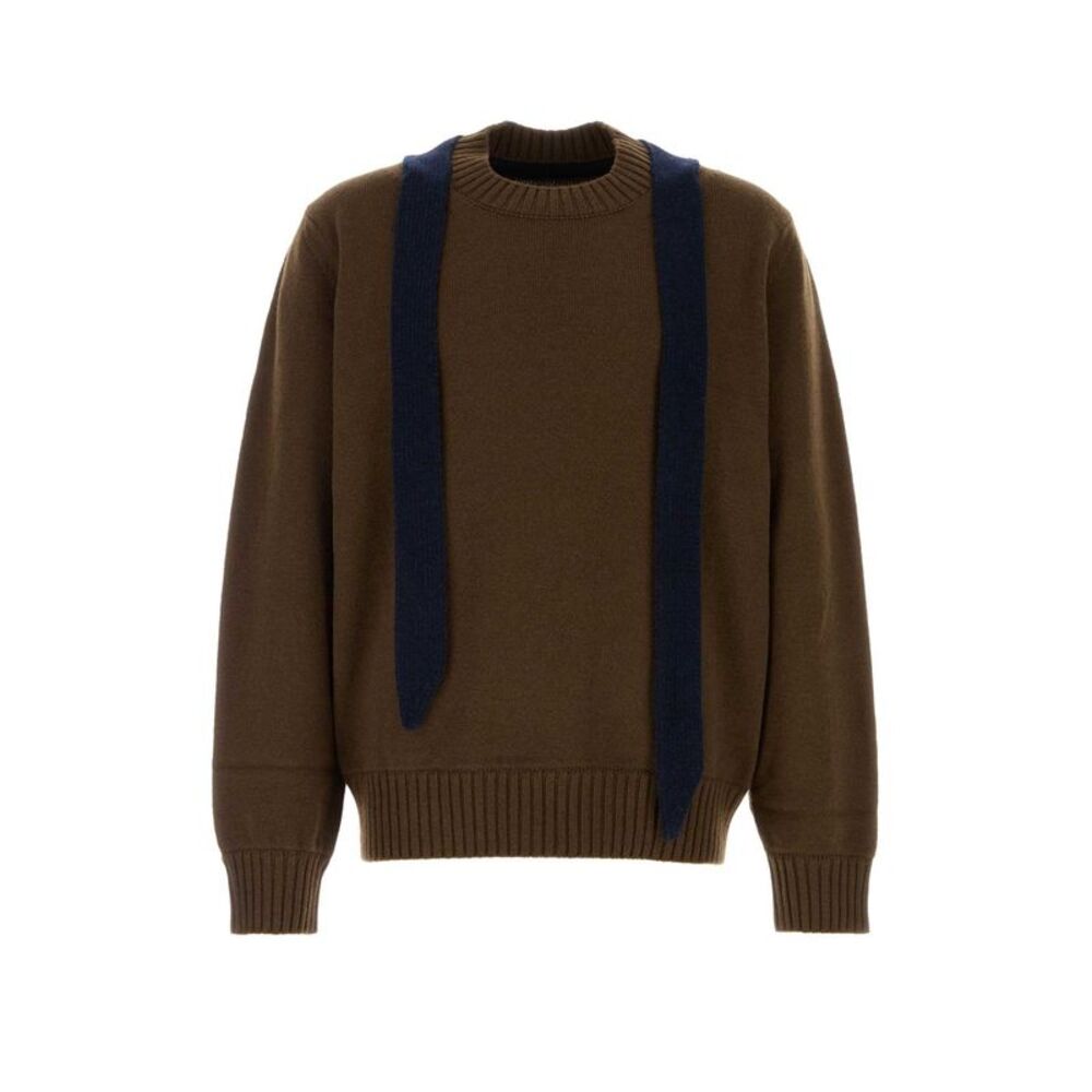 Sacai Men Brown Wool Sweater